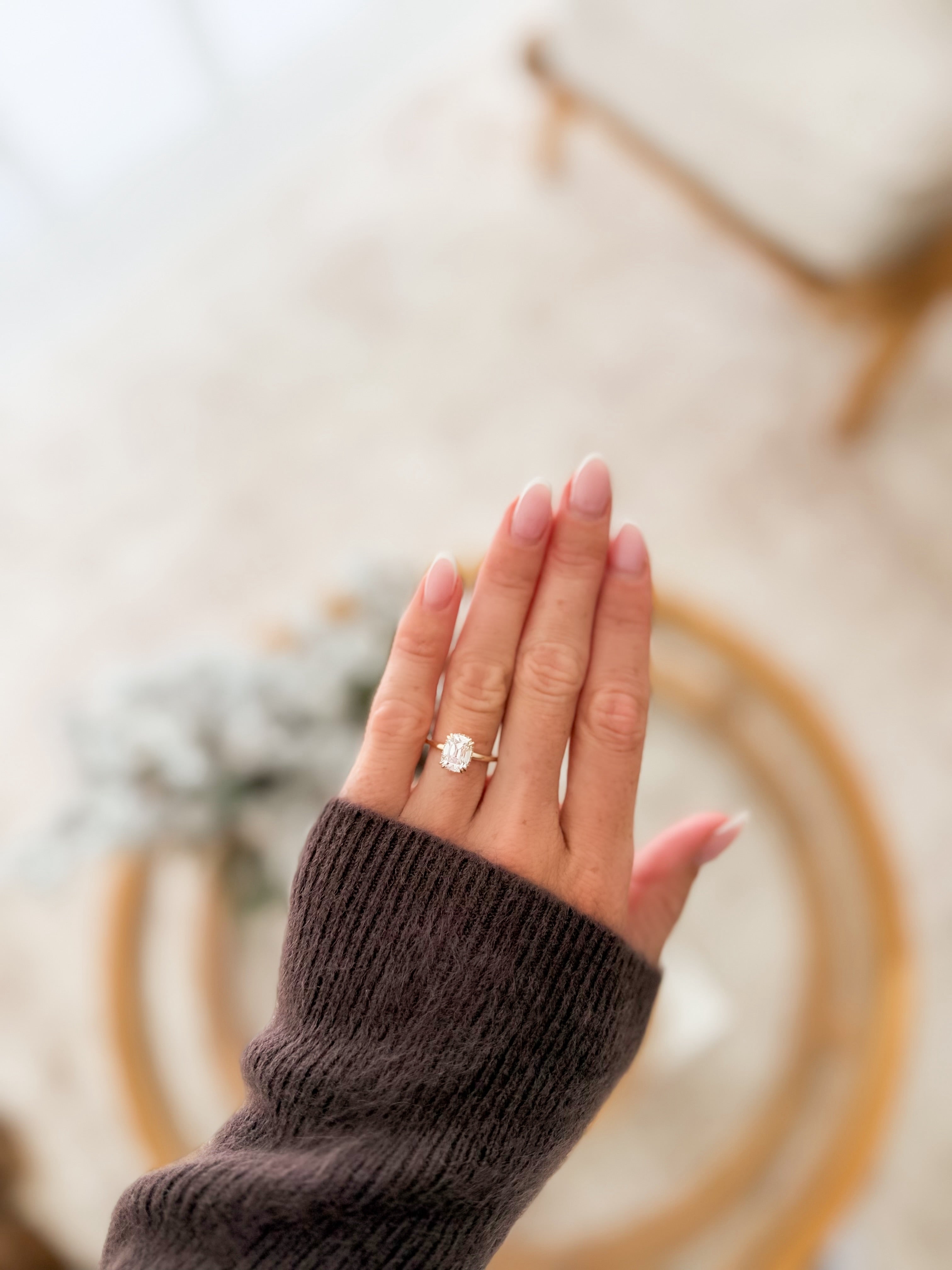 “The Georgia” | 2ct old mine cut diamond ring with peekaboo halo