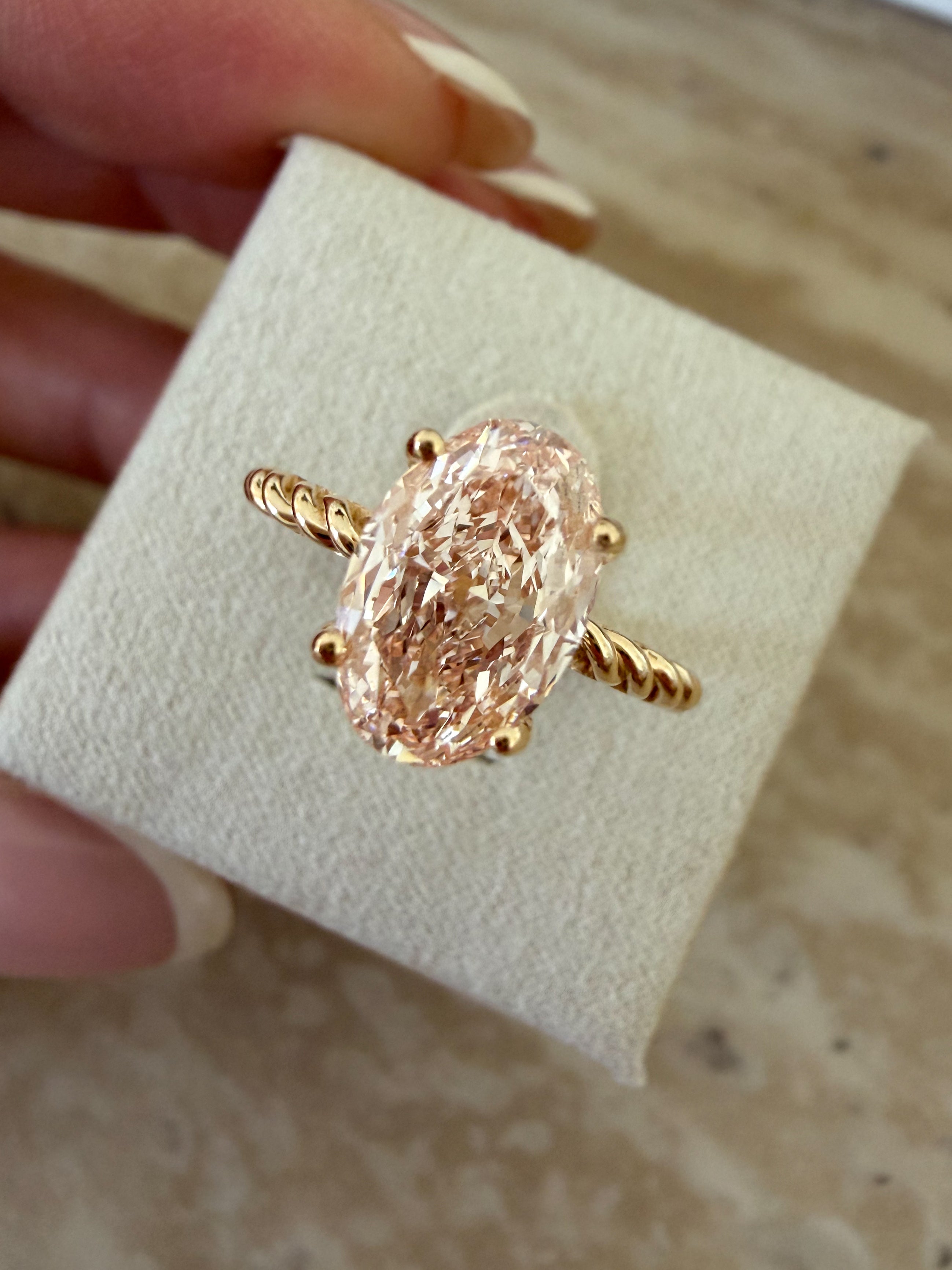 “Bella” | Pink Diamond Ring | 2.5ct or 3ct | 14k yellow gold