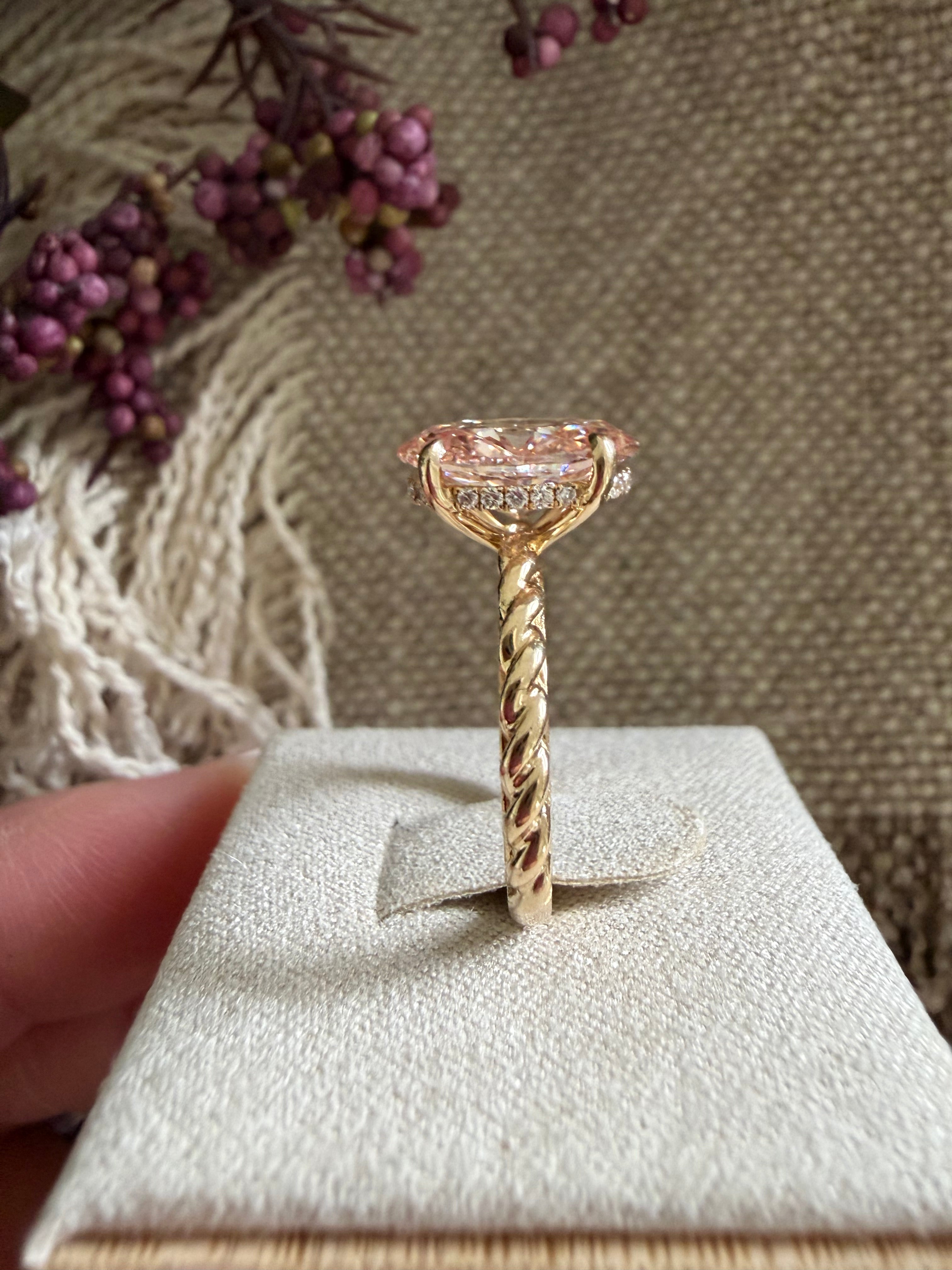 “Bella” | Pink Diamond Ring | 2.5ct or 3ct | 14k yellow gold