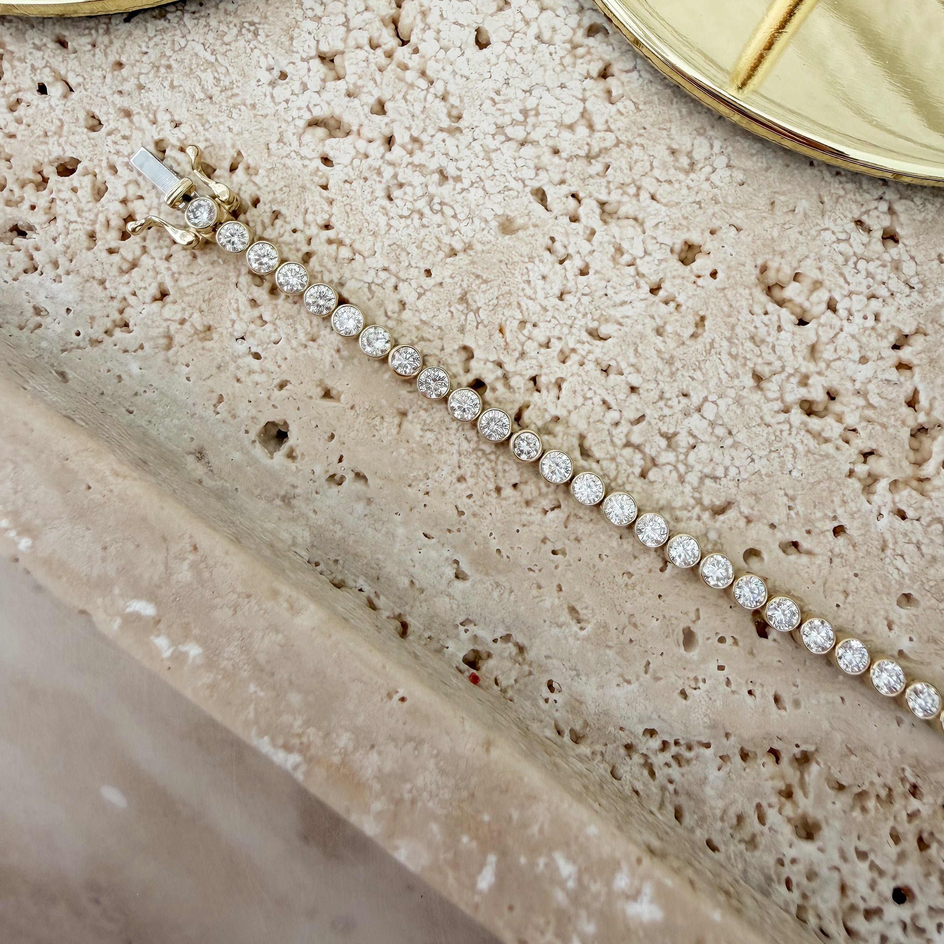 3ct Bezel Diamond Tennis Bracelet | 9K Yellow Gold