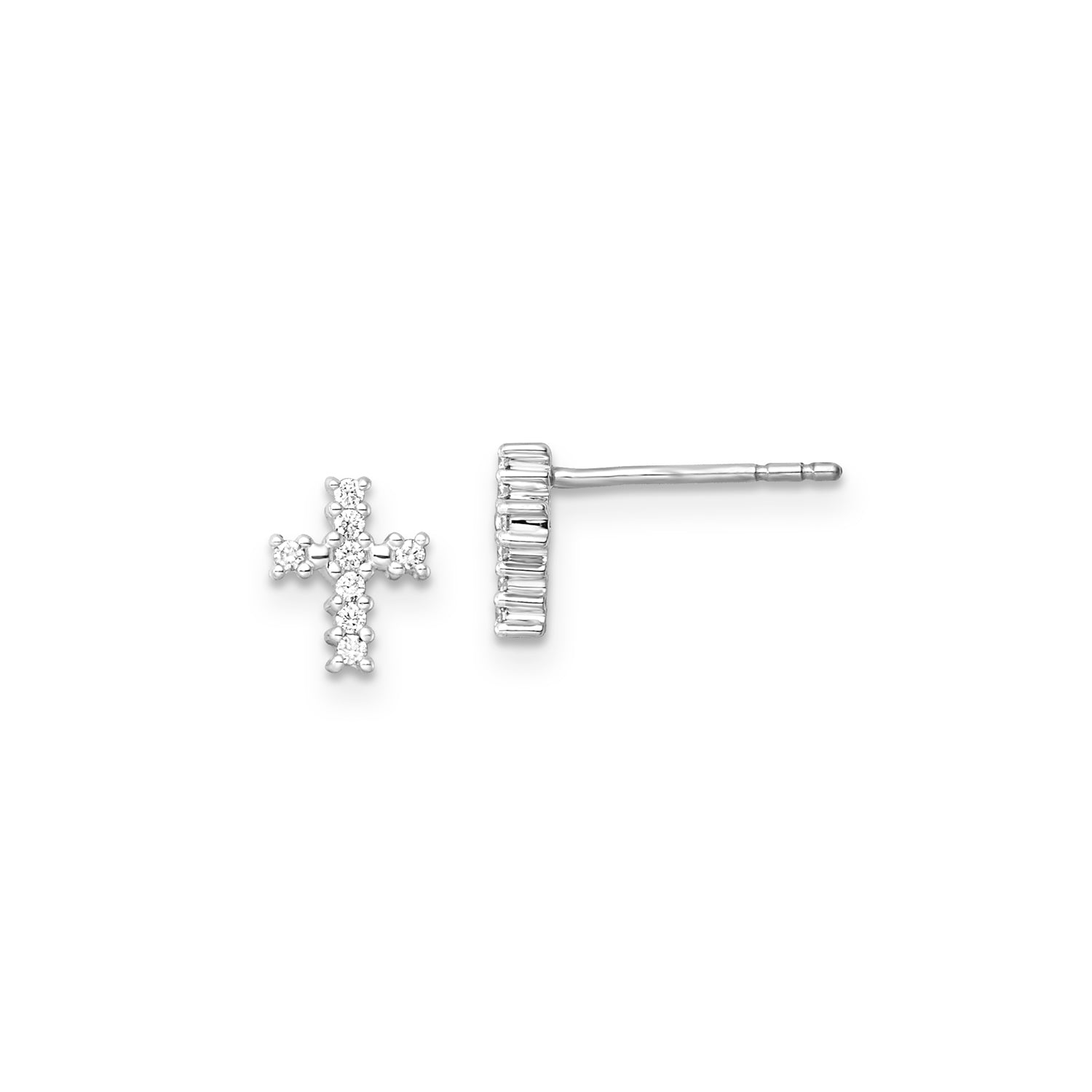 Holy Cross Diamond Earrings | 9K White Gold