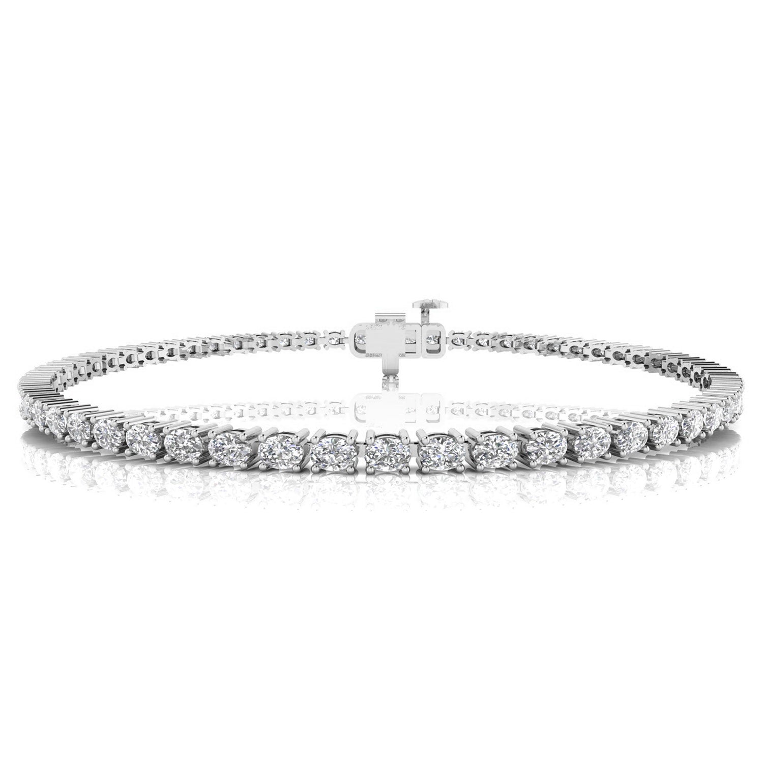 Oval Diamond Tennis Bracelet | 9k white gold | 3ct TDW