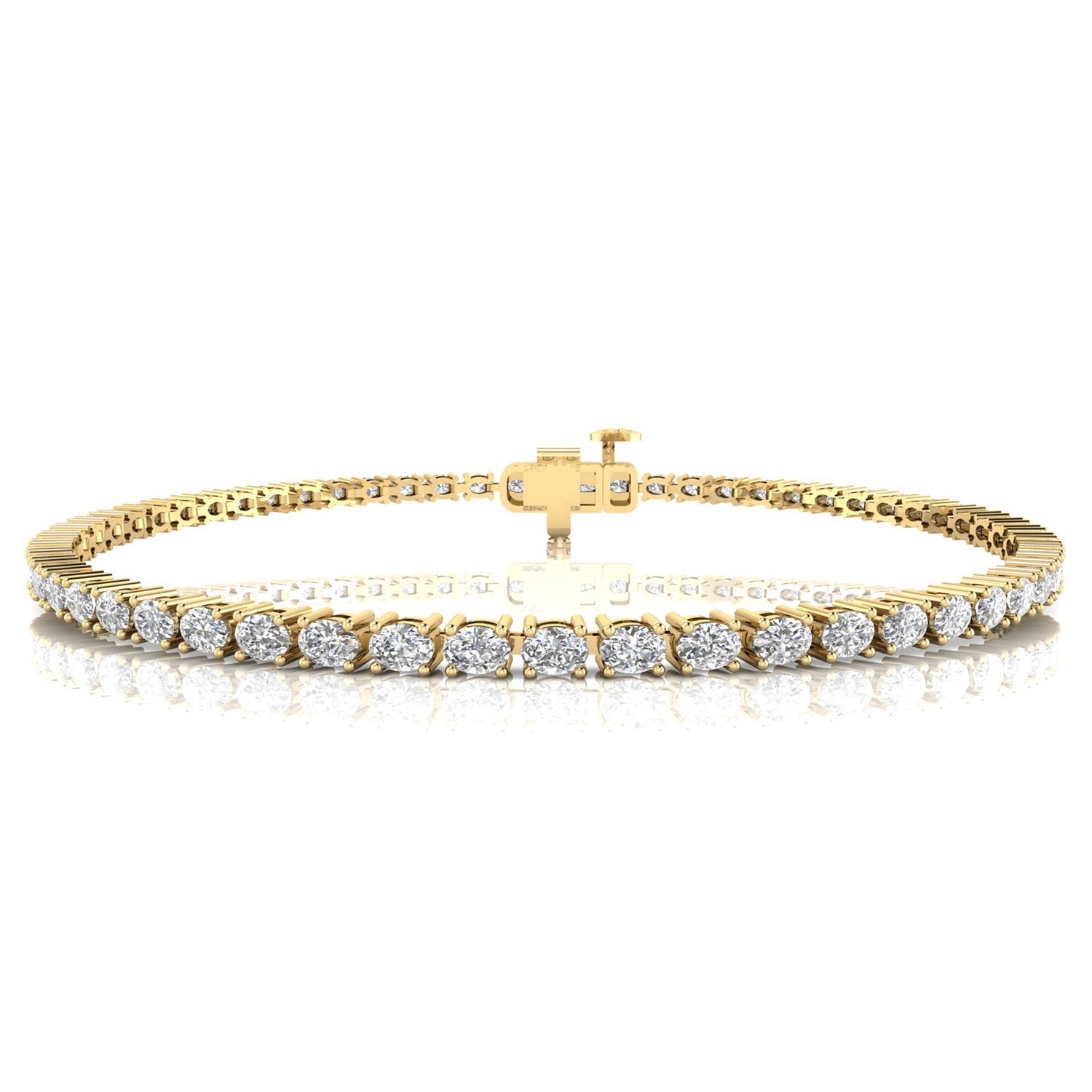 Oval Diamond Tennis Bracelet | 9k yellow gold | 3ct TDW