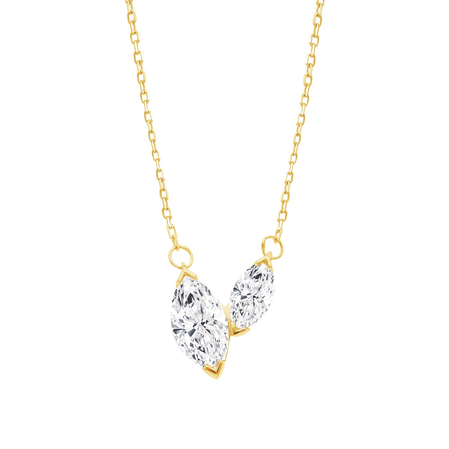 Marquise Diamond Necklace| 9K Yellow Gold