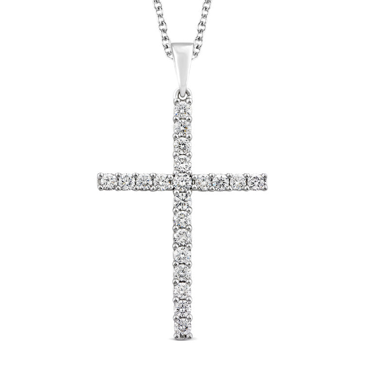 Holy Cross Diamond Necklace | 9K White Gold