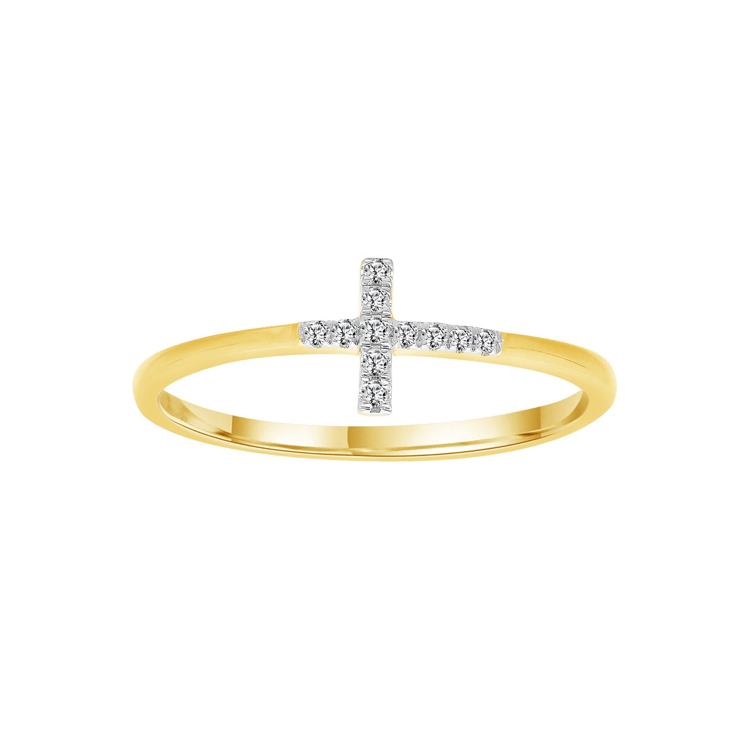 Cross Diamond Ring | 9K Yellow Gold