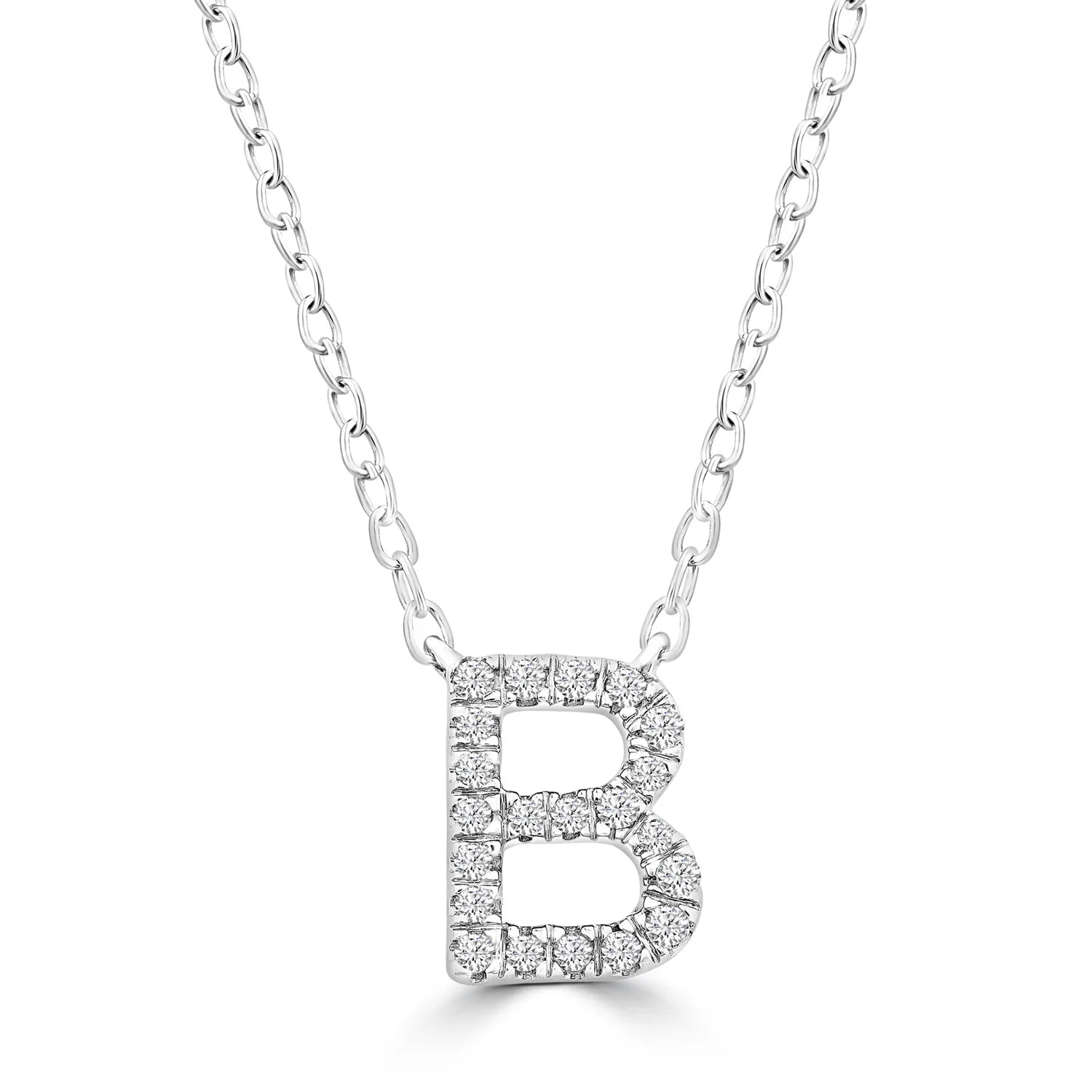 9k gold or white gold diamond initial pendant