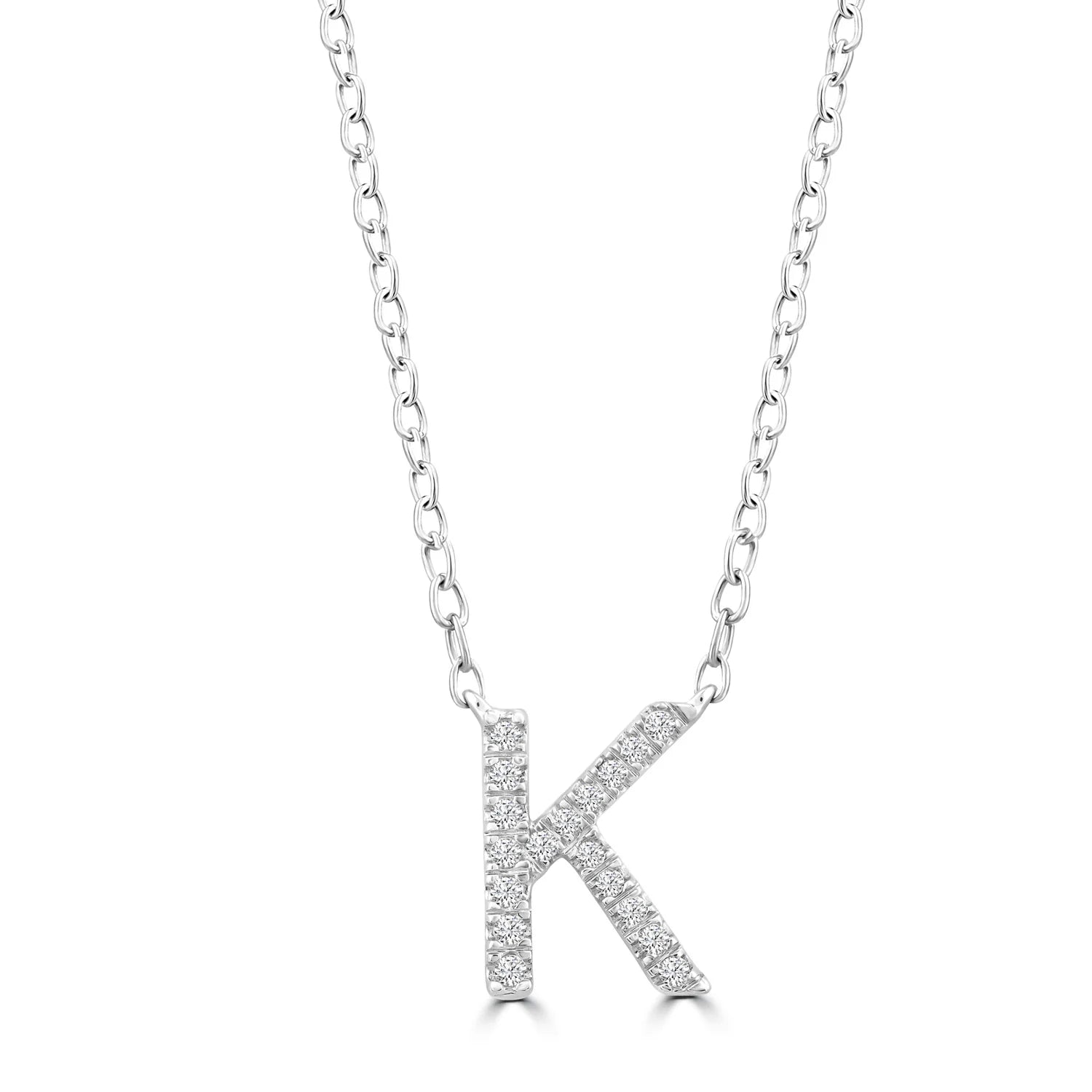 9k gold or white gold diamond initial pendant