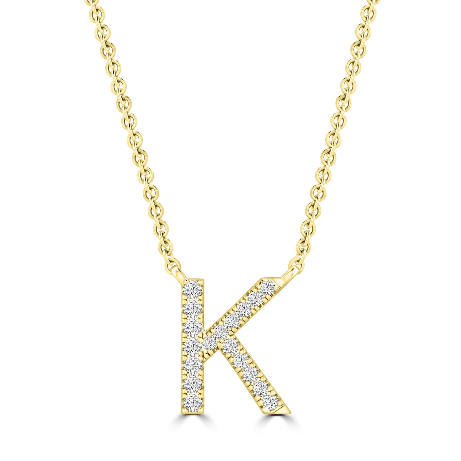 9k gold or white gold diamond initial pendant