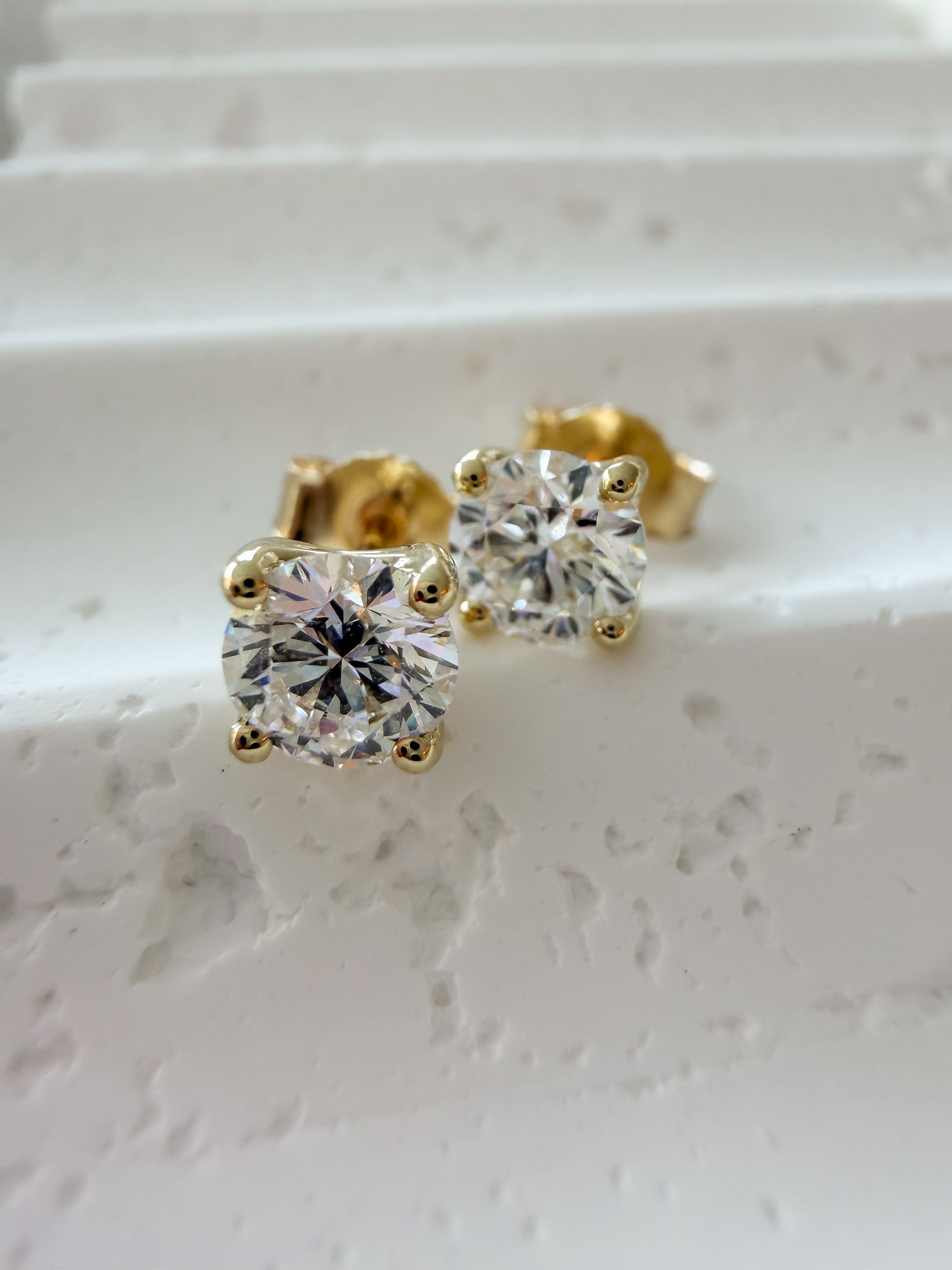 Diamond Stud Earrings | 1ct TDW | 9K Yellow Gold