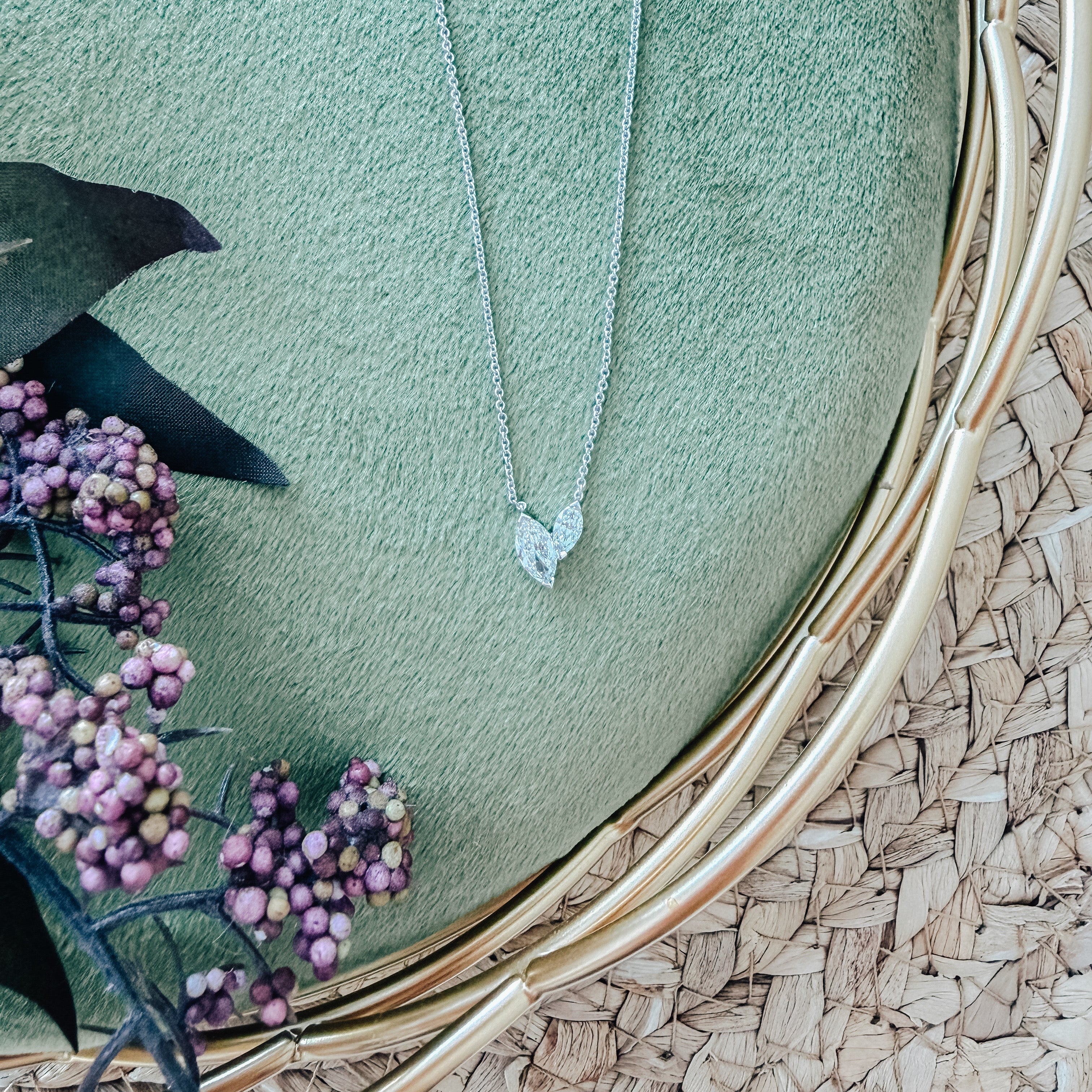 Diamond Marquise Necklace | 9K White Gold