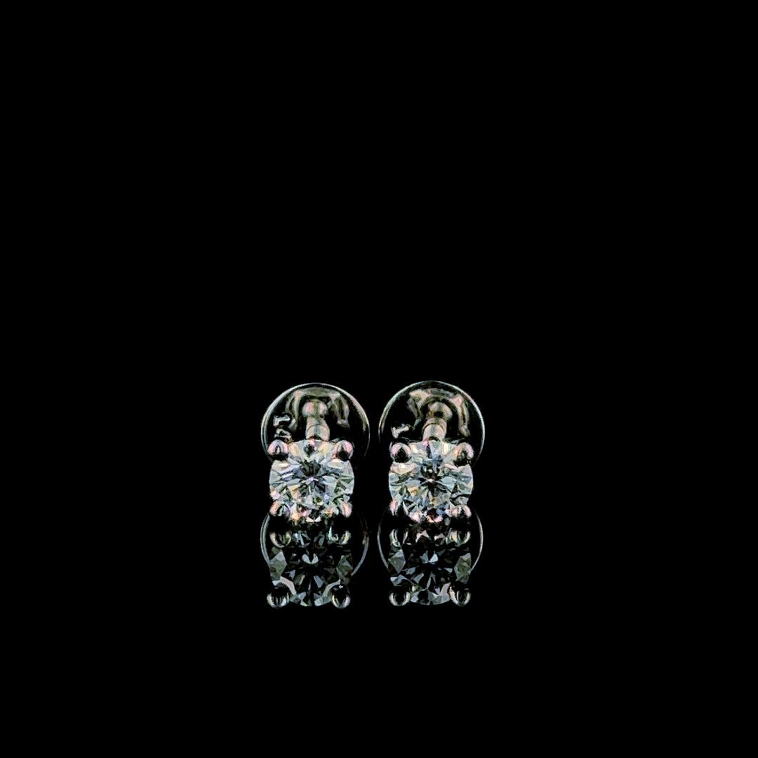 0.42ct TDW white gold diamond earrings | Screw back setting