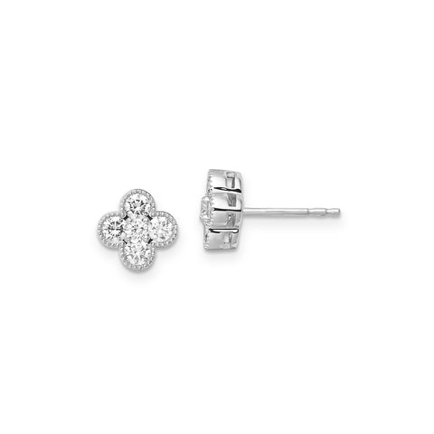 Clover Diamond Stud Earrings | White gold
