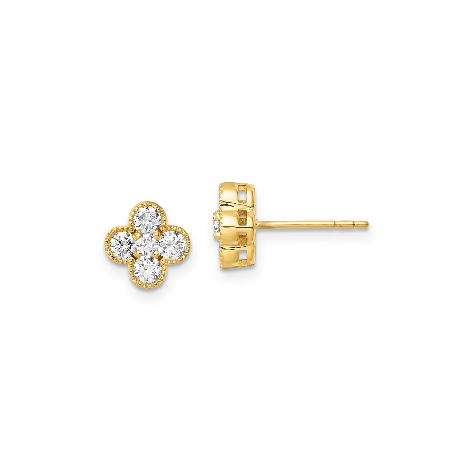 Clover Diamond Stud Earrings | Yellow gold