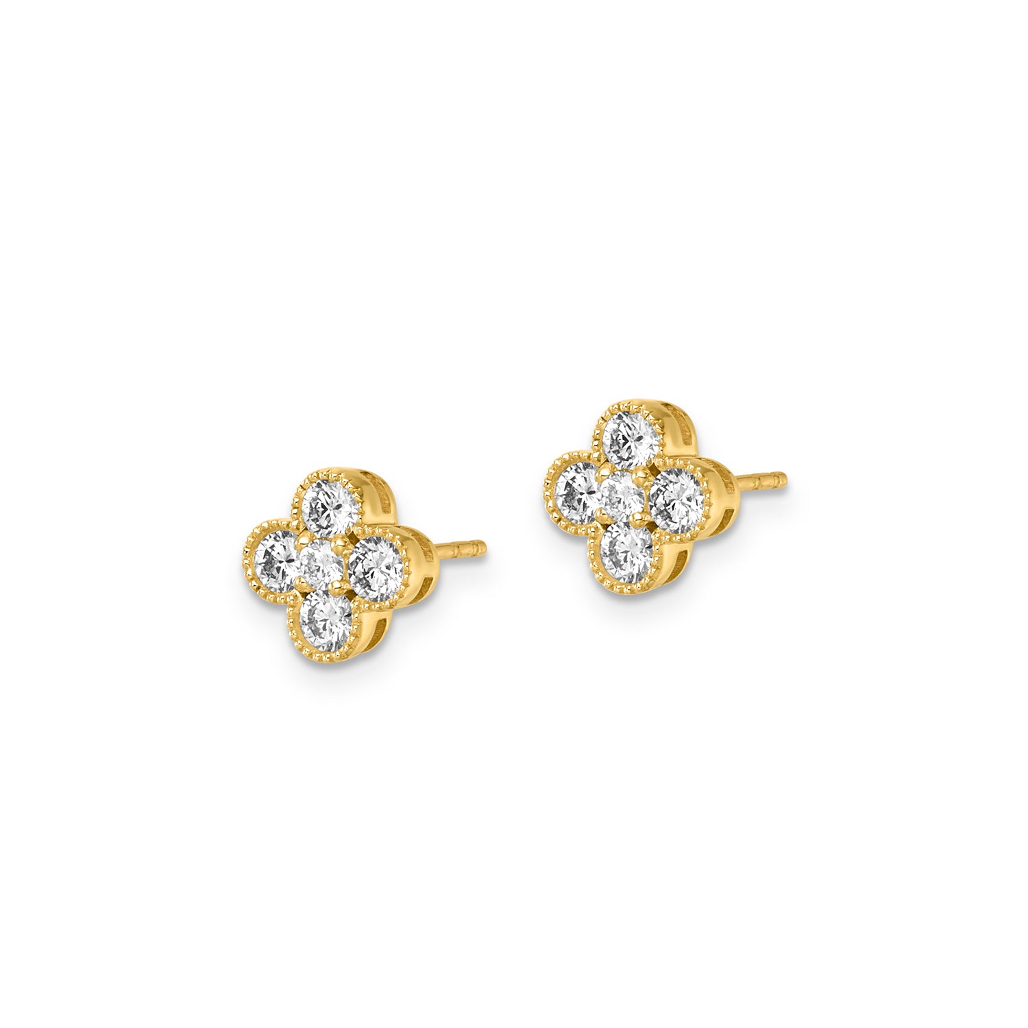 Clover Diamond Stud Earrings | Yellow gold