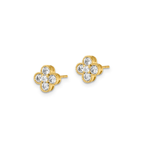 Clover Diamond Stud Earrings | Yellow gold