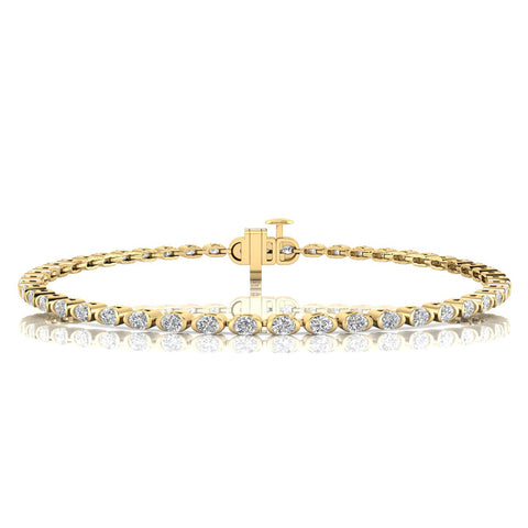 Bezel Set Oval Diamond Tennis Bracelet | 9k yellow gold | 2ct TDW