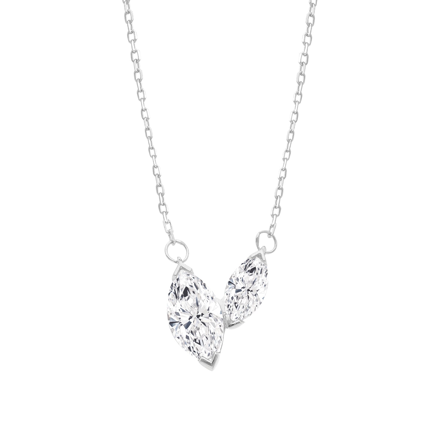 Diamond Marquise Necklace | 9K White Gold