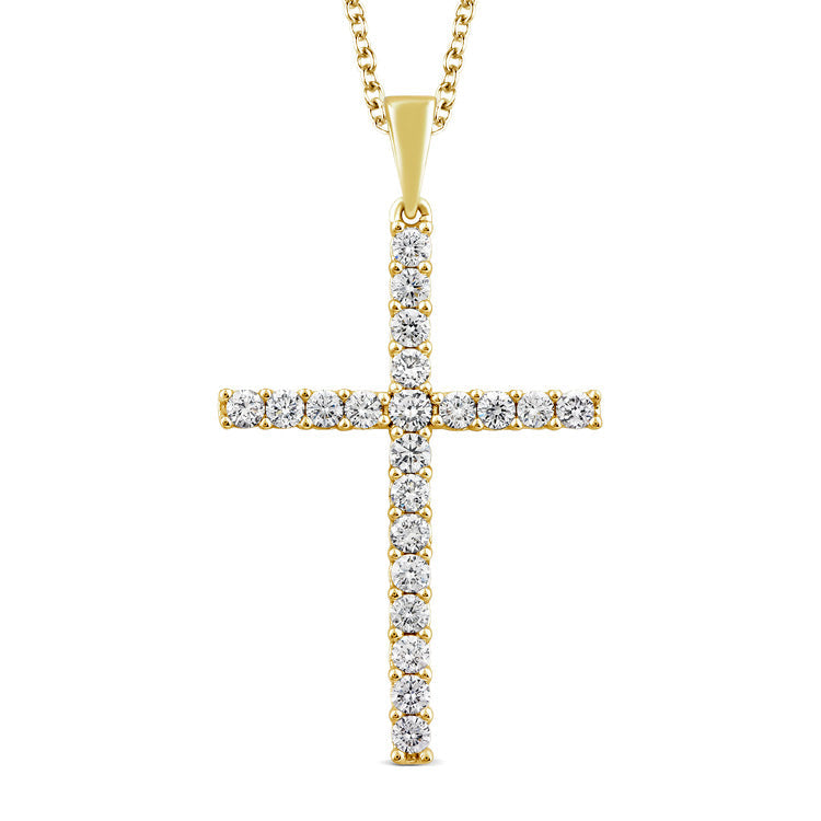 Holy Cross Diamond Necklace | 9K Yellow Gold