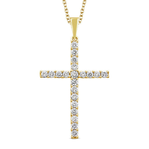 Holy Cross Diamond Necklace | 9K Yellow Gold