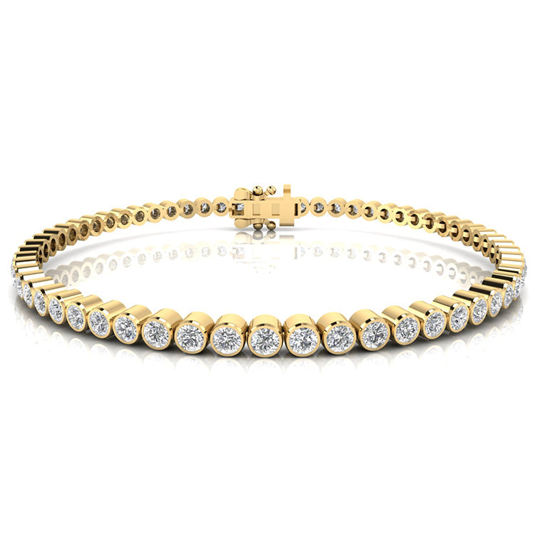 3ct Bezel Diamond Tennis Bracelet | 9K Yellow Gold
