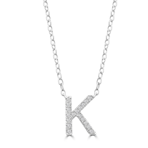 9k gold or white gold diamond initial pendant