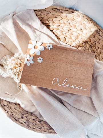 Wooden single or multilayer jewellery box - Bunch of daisies